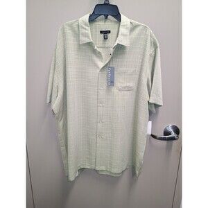 Van Heusen Men's Short Sleeve Green Plaid Button Front Casual Shirt XXL